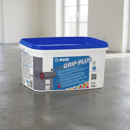 Mapei Eco Prim Grip Plus tub on a levelled concrete floor