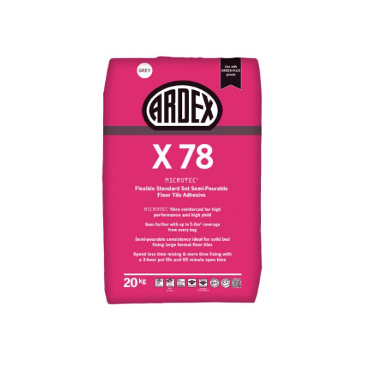 Ardex X78 Microtec Flexible Tile Adhesive, Grey, 20kg | Screedworks UK