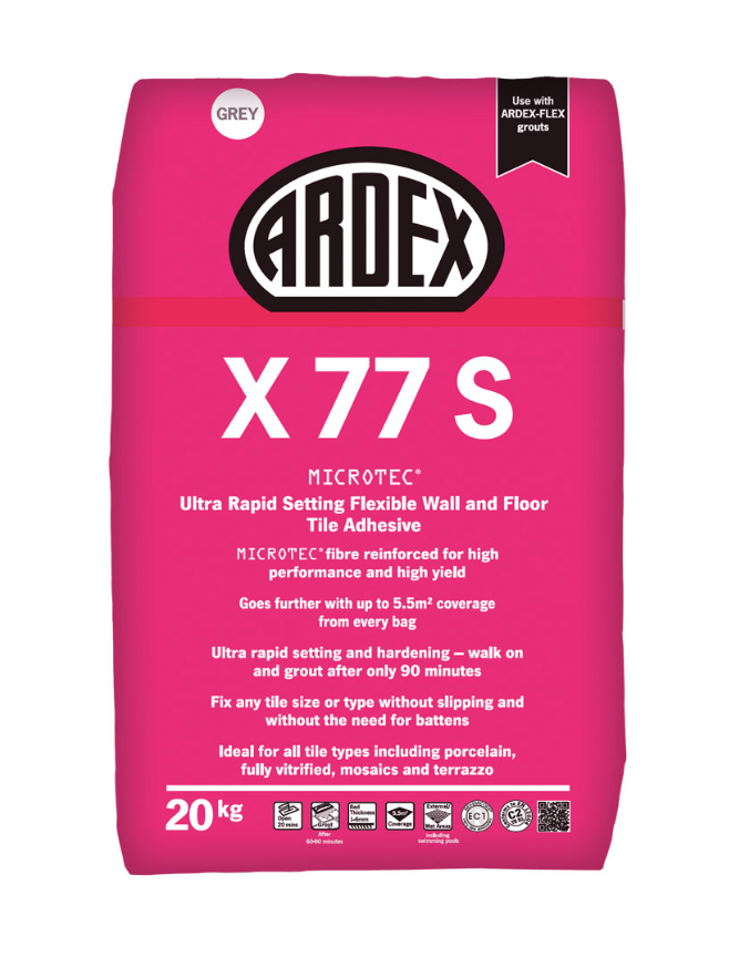 Ardex X77S Rapid Set Flexible Tile Adhesive 20kg | Screedworks UK