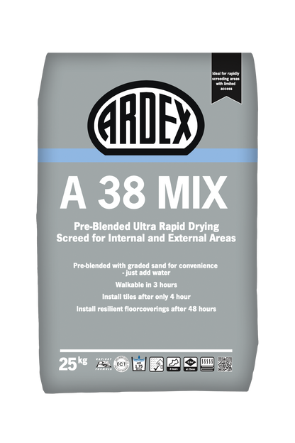 Ardex A38 Mix Ultra Rapid Drying Screed, 25kg bag (UK)