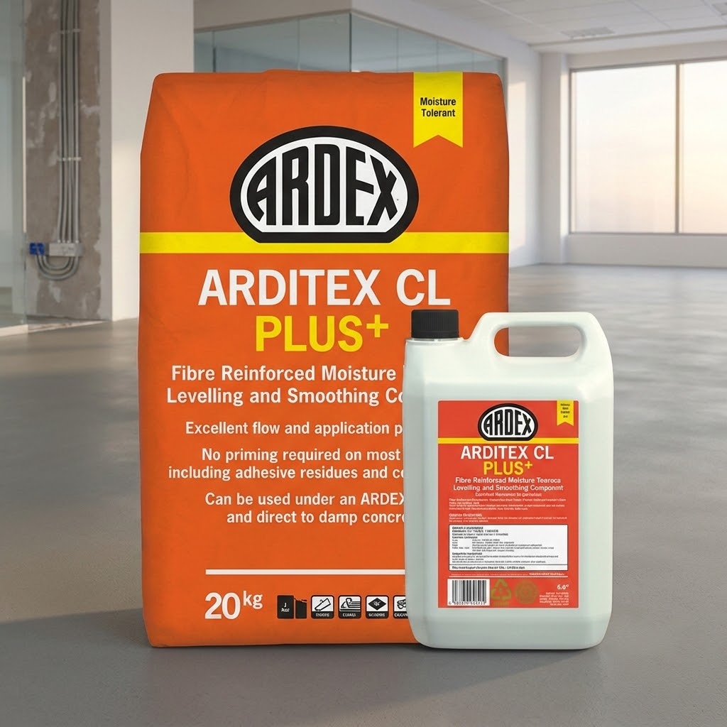 ARDITEX CL PLUS+ Fibre Reinforced Moisture Tolerant Levelling & Smoothing Compound (20kg Bag & Latex Bottle) | Screed Works